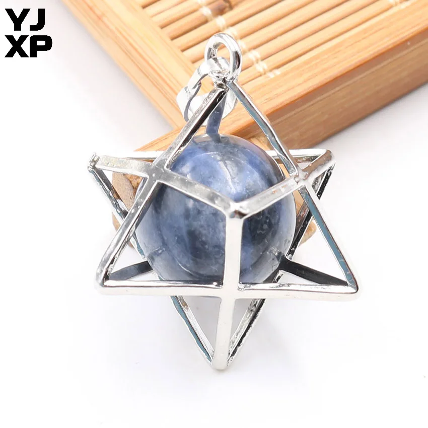 1 шт. Energy Merkaba кулон из натурального камня аметисты Розовый Кварц Круглые бусины рейки колье с целебным кулоном подвесные шармы Ювелирные украшения подарок