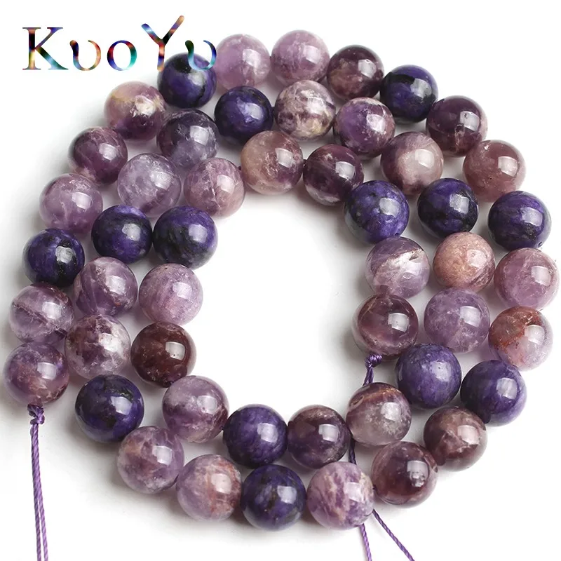 

A+ Natural Genuine Charoite Stone Beads Gem Round Loose Spacer Beads For DIY Making Jewelry Bracelet Necklace 15''Strand 8/10mm