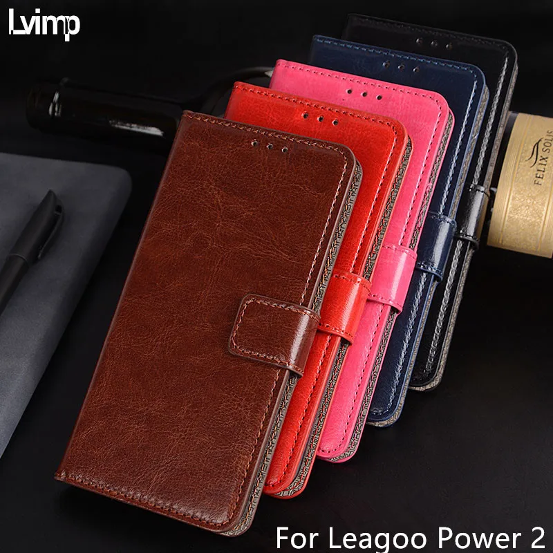 Чехол кошелек для Leagoo Power 2 Магнитный флип чехол из искусственной кожи с