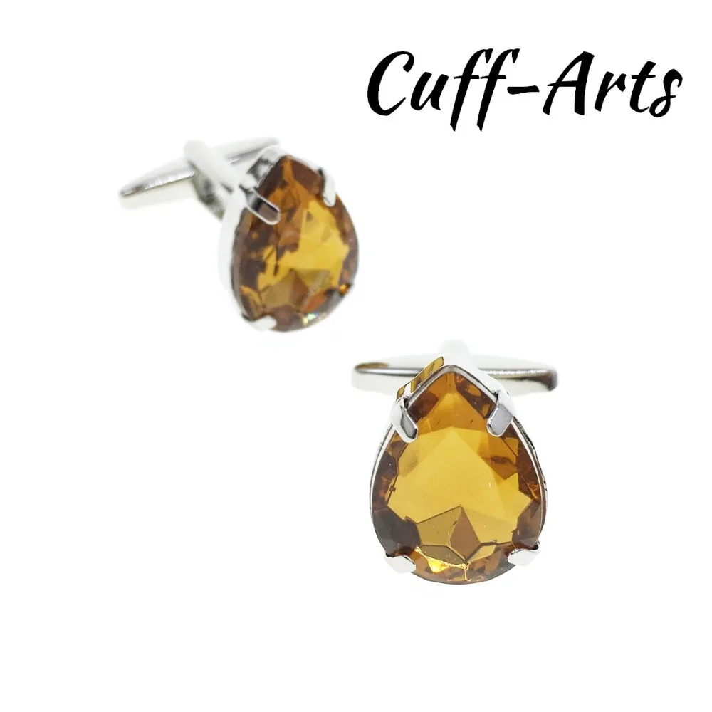 

Cufflink Luxury Yellow Acrylic Crystal Cufflinks Trendy Geometric Water Drop Cufflink For Mens Shirt Jewelry By Cuffarts C20140