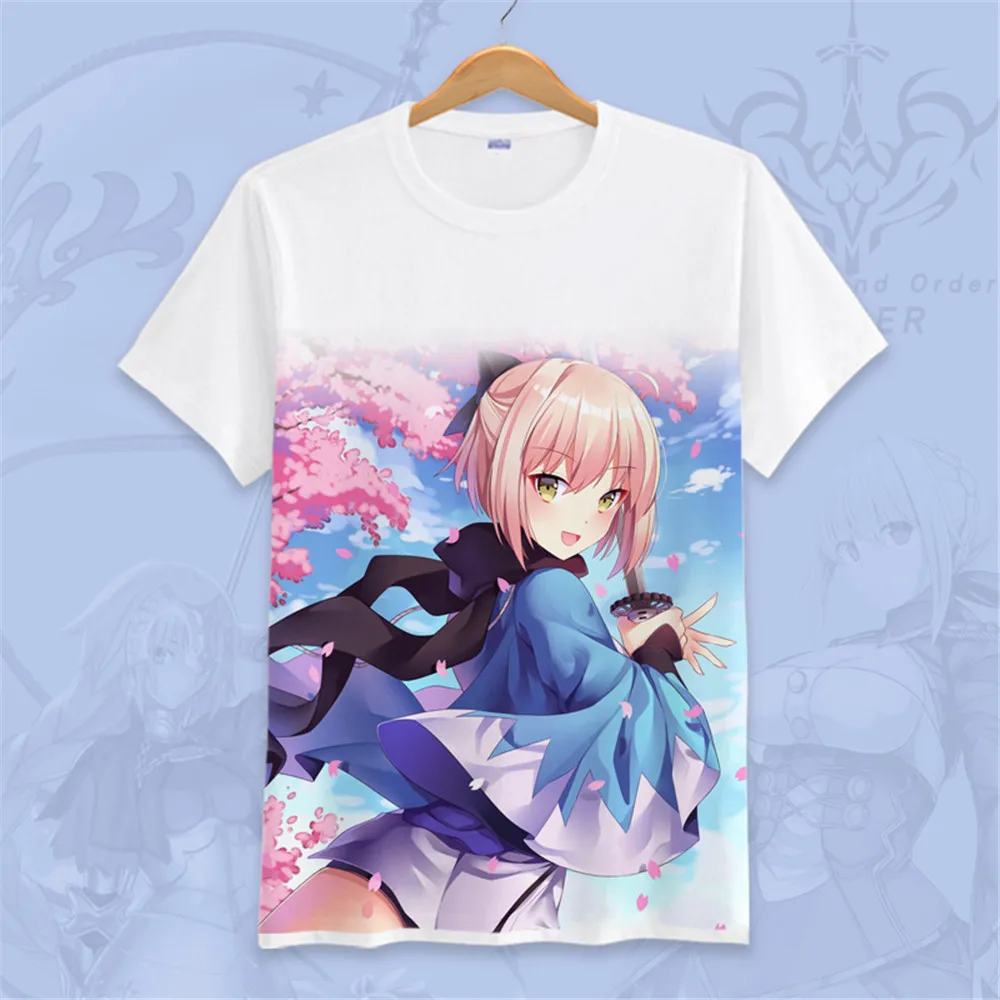 Fate Grand Order Футболка с принтом саблей аниме Fgo Emiya косплей футболки повседневные Okita