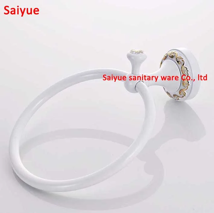 Элегантный европейский стиль латунное кольцо для полотенец белого золота