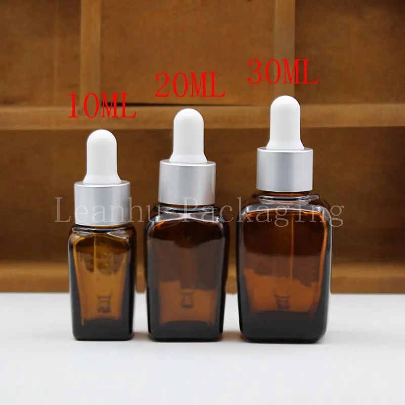 

10/20/30ML Brown Square Glass Dropper Bottle, Empty Cosmetic Container, Essential Oil/Essence/Perfume Sub-bottling (20 PC/Lot)