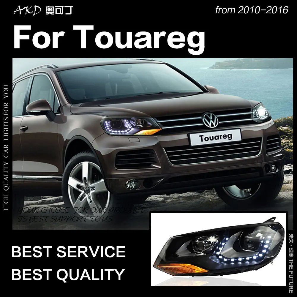 AKD автомобильный Стайлинг для VW Touareg светодиодный налобный фонарь 2011- Touareg светодиодный DRL Hid вариант Головной фонарь Ангел глаз биксеноновый луч аксессуары