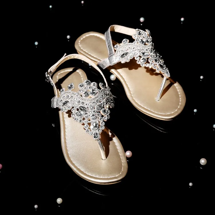 2019 новые богемные женские босоножки сандалии с кристаллами Rhinestone натуральная