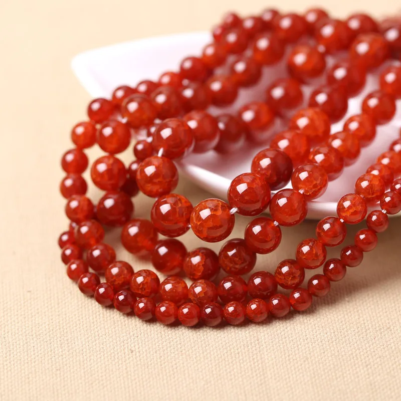 6-16 мм Круглые граненые Хрустящие красные бусины из агата натурального камня для