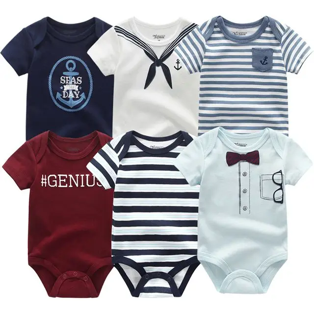 baby boy romper 6093 6 шт./лот; Одежда для новорожденных; одежда с короткими рукавами для мальчиков и девочек; хлопковые комбинезоны; комбинезон; de bebe - Цвет: baby boy romper 6093