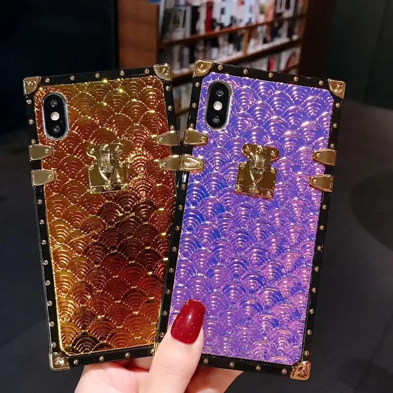 Ourpho Новый Модный чехол для iPhone X XR XS MAX fish scale лазерный подиумный показ 6 6s 7 8 plus |