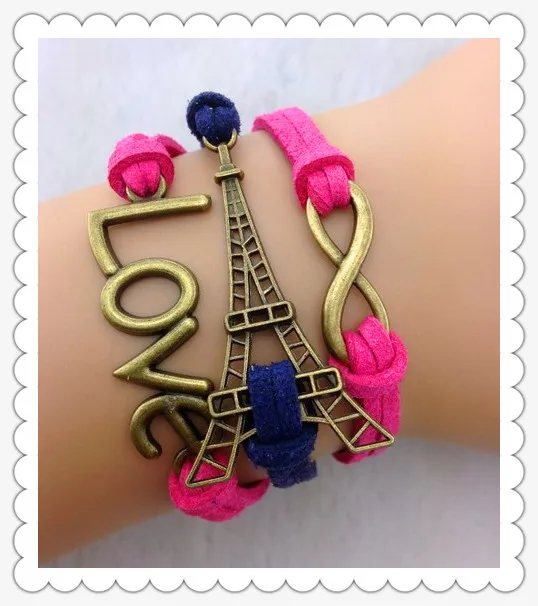 3pcs eiffel tower bracelet antique bronze Infinity love for girls charm 66568 |