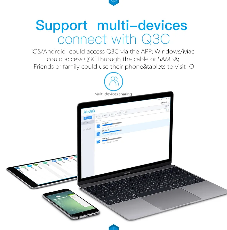 DM Q3C беспроводной WiFi портативный корпус жесткого диска USB3.0 на SATA для 2,5/3,5 дюймов HDD SSD черный цвет модный дизайн