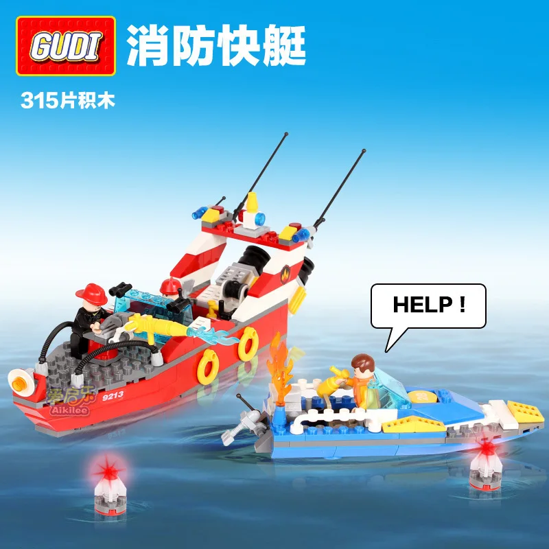 GUDI 9213 Fire boats model Fight inserted Building Blocks Kids Educational toys brain game toy brick gift | Игрушки и хобби