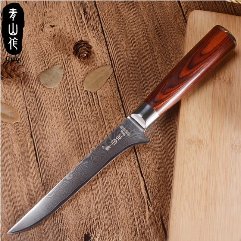 

Liang Da 6" inch Boning Knife 63 Layers Japanese VG10 Damascus Steel Sharp Blade kitchen knives Pakka Wood Handle Cooking Tool