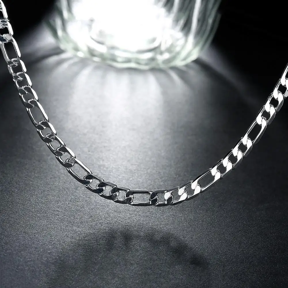 N032 6MM Figaro Chain 20inch Wholesale Fashion silver plated jewelry fine chain pendant necklace lady gift classic hot figaro | Украшения и