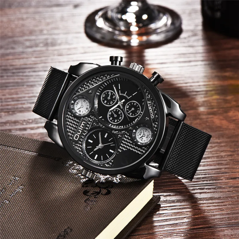 Часы наручные Oulm HP9316 мужские из натуральной кожи повседневные кварцевые с двумя