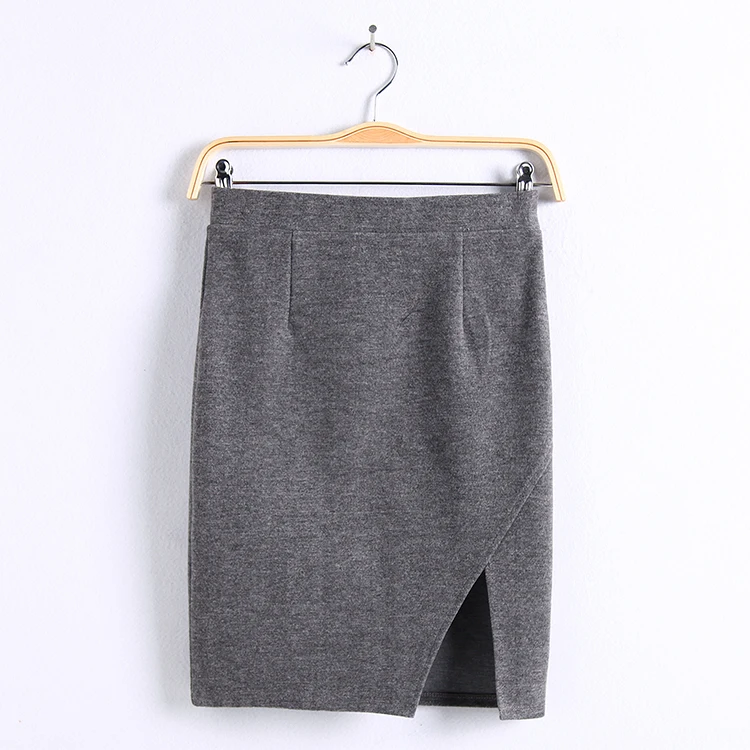 

Customize Womens Sexy High Waist Woolen Asymmetrical Oblique Split Mini Skirt Ladies Irregular Plus Size Wool Bag Hip Skirts