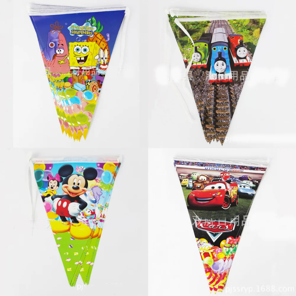 Дети 12 шт./компл. 65 г высокое качество день рождения баннер вымпел Мультфильм