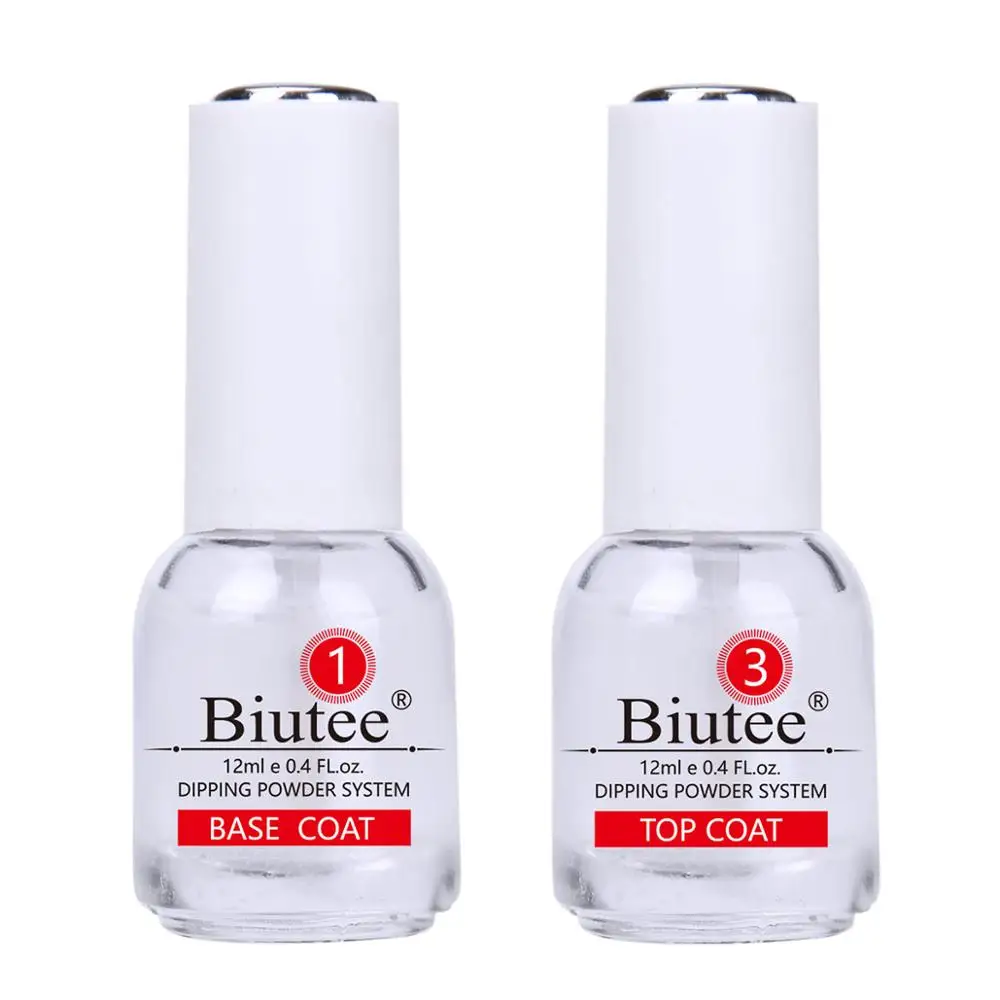 Base and Top Coat Biutee погружение порошка для ногтей Базовое покрытие градиентный французский блеск для ногтей порошок погружение градиентный блеск Лечение ногтей украшения - Цвет: Base and Top Coat