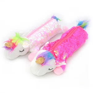 Чехол для карандашей с блестками, школьные принадлежности в виде единорога, плюшевый чехол для учеников, пенал для учеников, чехол для карандашей, пенал