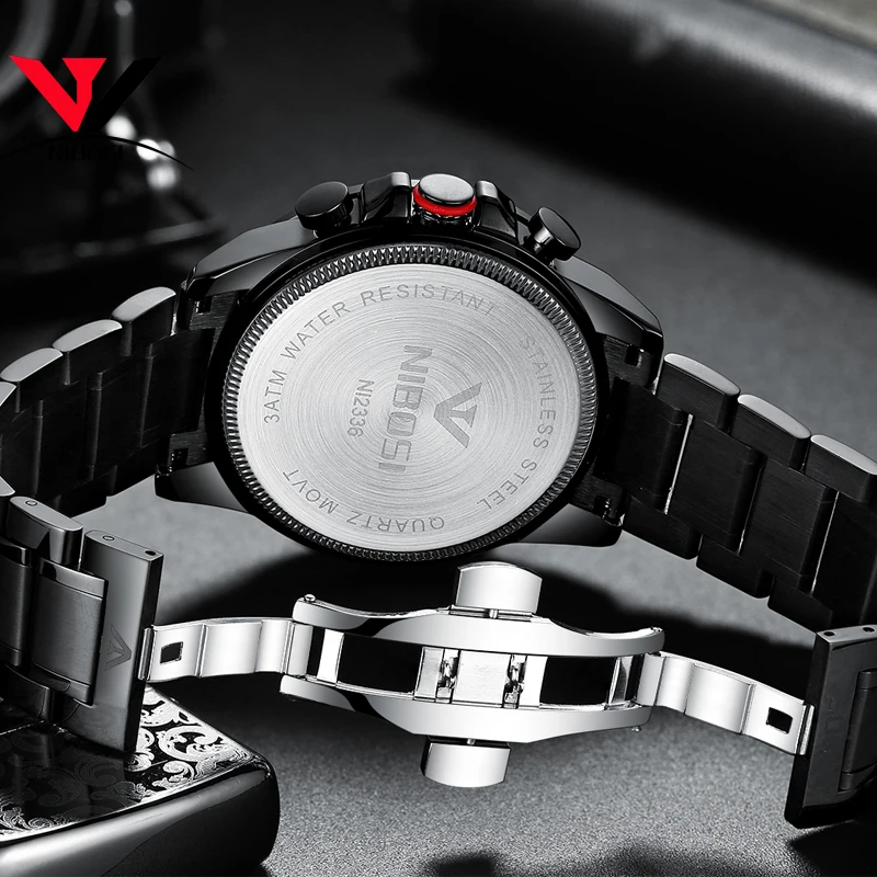Мужские часы NIBOSI Reloj Hombre 2018 роскошные спортивные ведущего бренда мужские