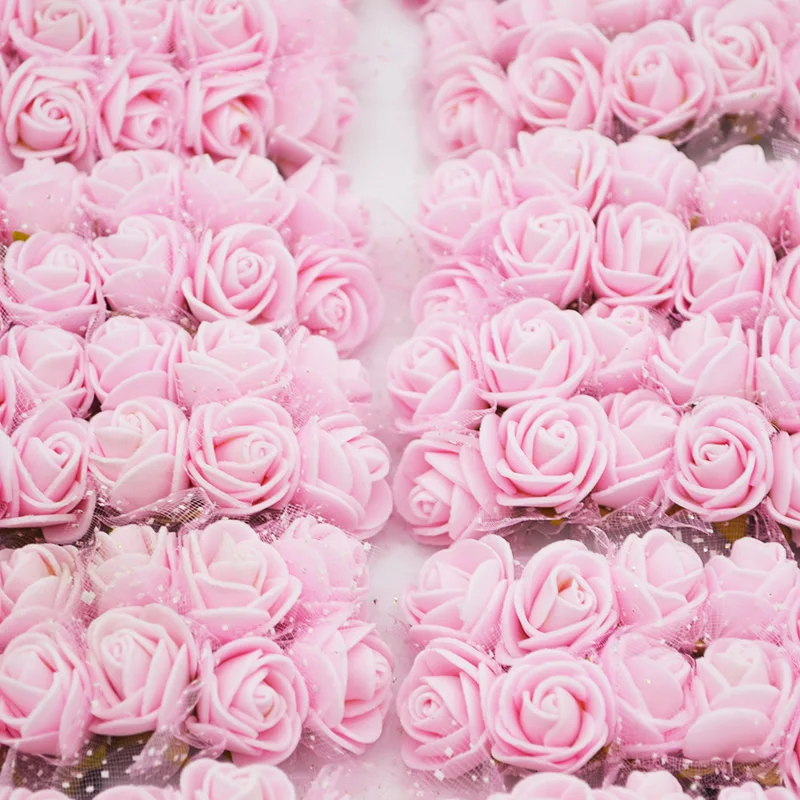 light pink 144 шт 2 см Декоративные фауэрс PE искусственные цветы из пены букет для плюшевого мишки розы цветок украшения для дома и свадьбы DIY ВЕНОК - Цвет: light pink