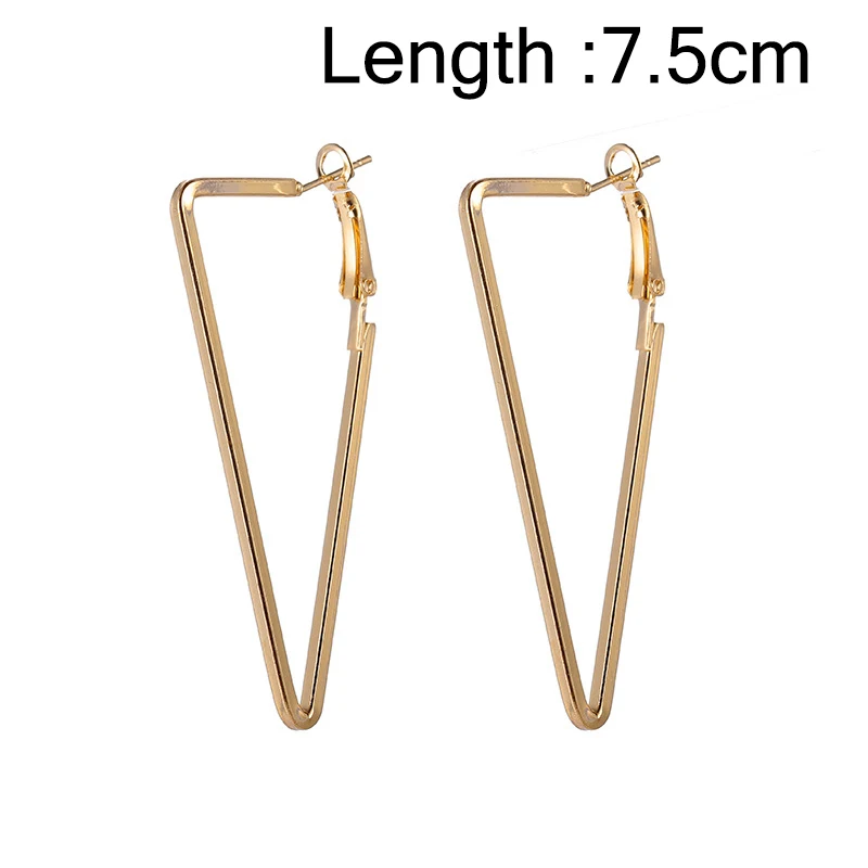 Gold 7.5cm Индивидуальные простые металлические треугольные геометрические серьги, винтажные серьги-кольца для женщин, модные ювелирные аксессуары, подарок - Окраска металла: Gold 7.5cm