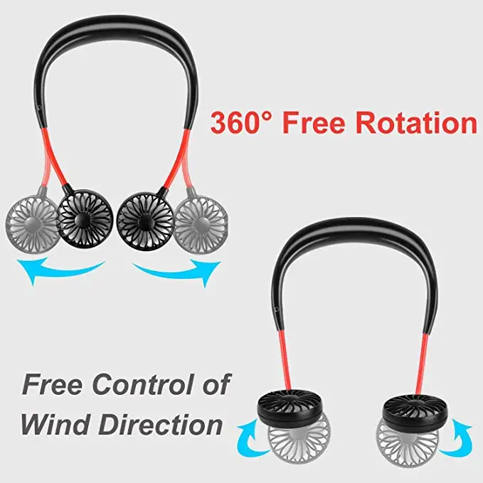 Автомобильный портативный вентилятор 2000 мАч с USB переносной без рук 3 шестерни