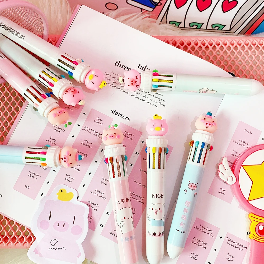 1 шт. Корейская Милая Канцелярия ручка мультфильм 10 цветов Шариковая Kawaii школьные