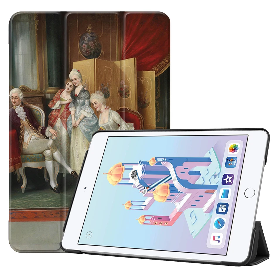 MTT чехол для iPad Mini 5 Тонкий чехол из искусственной кожи с откидной крышкой для iPad Mini 4 7,9 ''Классический чехол для планшета с масляной росписью