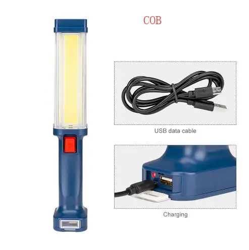 Type 6 USB Перезаряжаемый рабочий светильник COB светодиодный Банк питания Проверка фонаря лампа с магнитным основанием крюк открытый светильник ing фонарь - Испускаемый цвет: Type 6