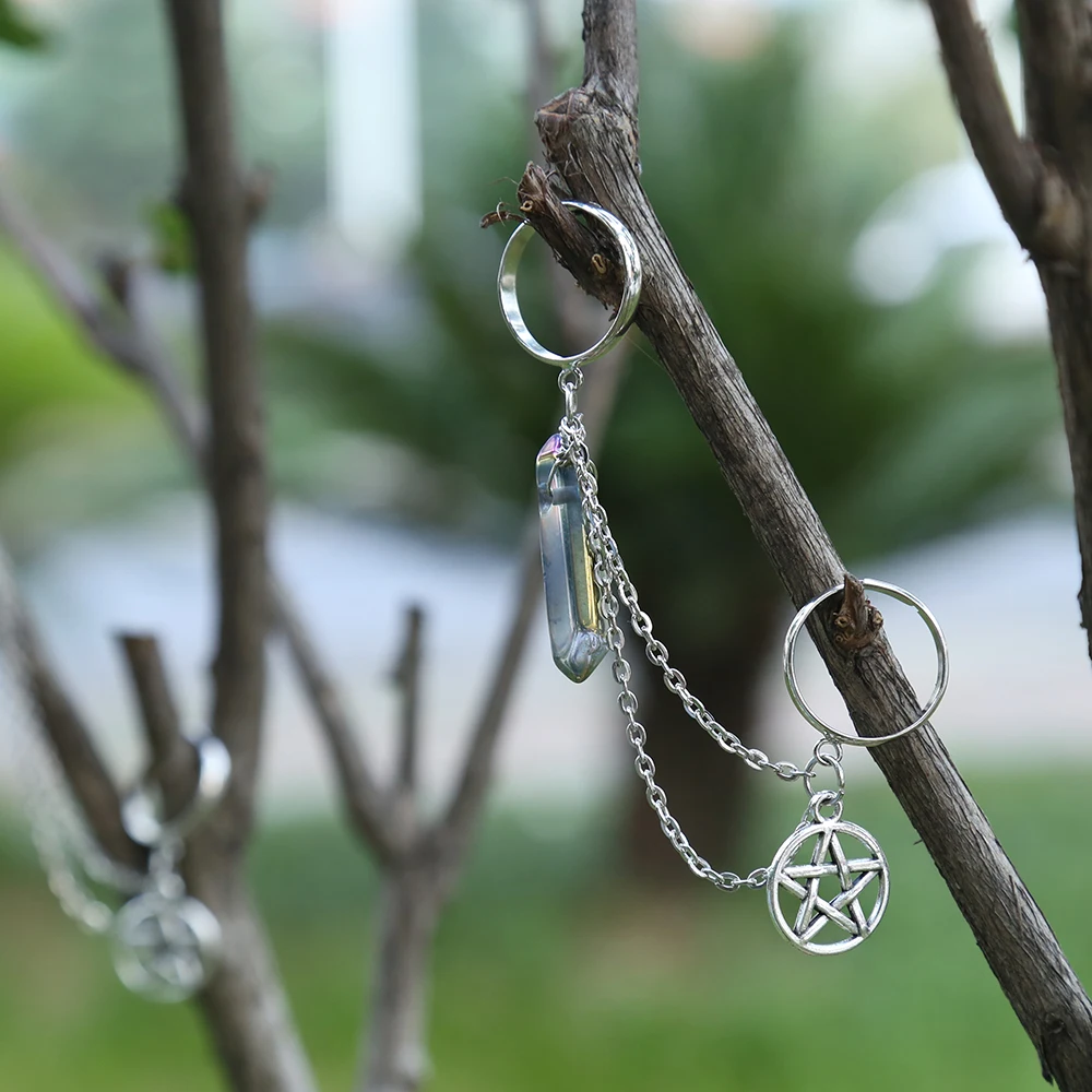 Сменное кольцо с пентаграммой кристаллом Wicca ретро кварцевое подарки украшения и