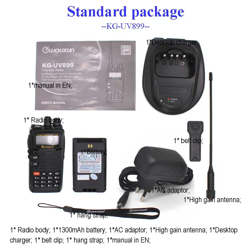 IP55 Водонепроницаемый Wouxun KG UV899 VHF и UHF двухдиапазонный УКВ: 5 Вт/UHF: 4 Вт рации 199CH