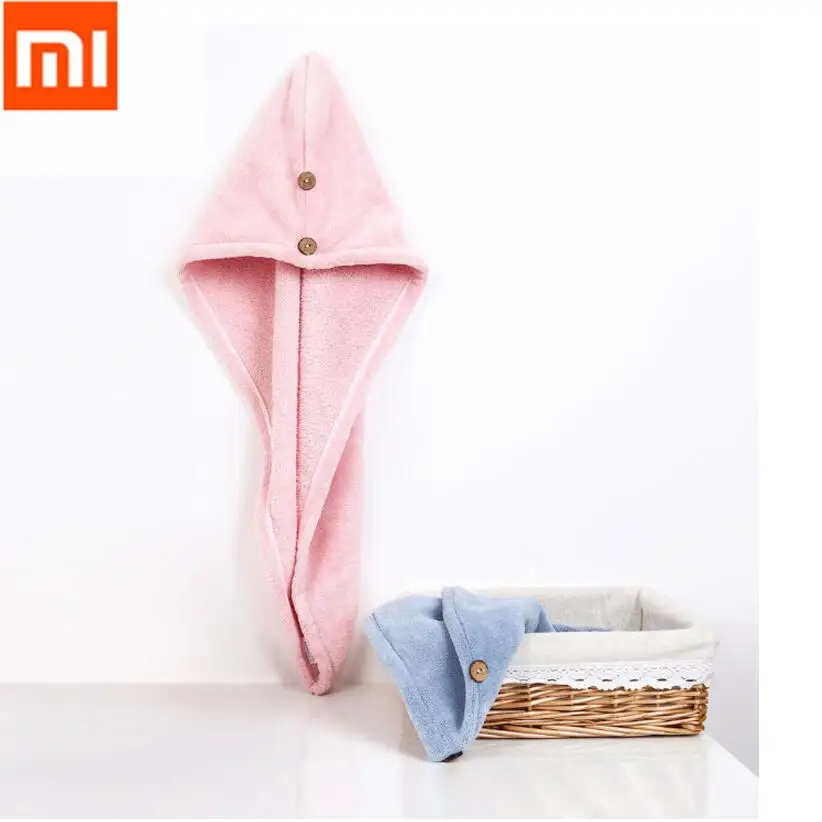 Xiaomi Mijia Для женщин Ванная комната супер абсорбент Быстросохнущий полиэстер с набор хлопчатобумажных банных Полотенца сухих волос Кепки салон Полотенца 24x64 см