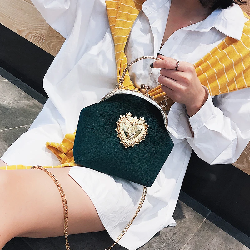 Леди бархат в форме сердца значок моды Повседневное дамы Shell-Тип сумки сумка