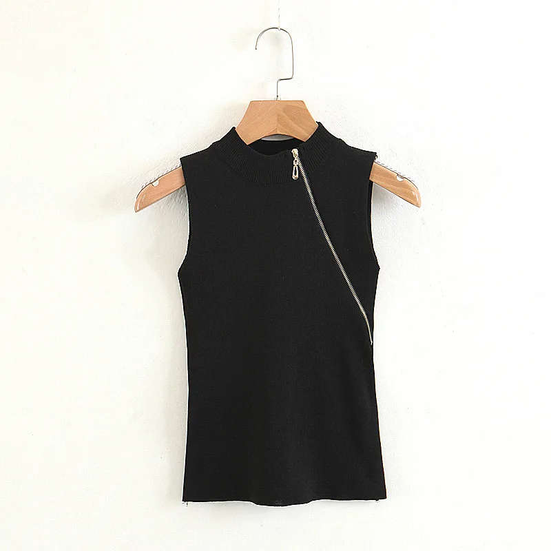 Майка трикотажная женская с круглым вырезом пикантный Топ без рукавов на