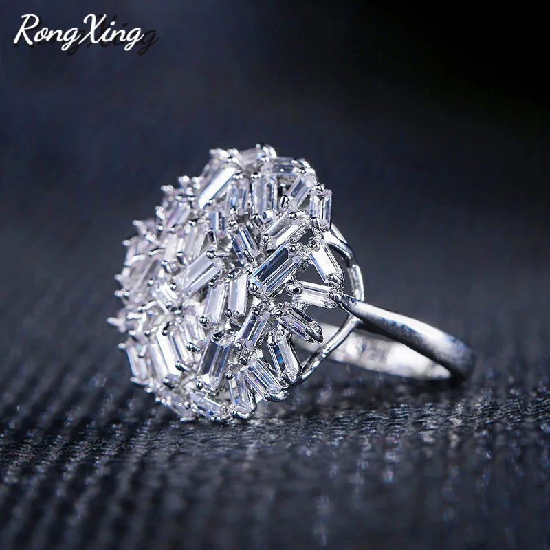 RongXing Роскошные полностью циркониевые большие круглые кольца для женщин