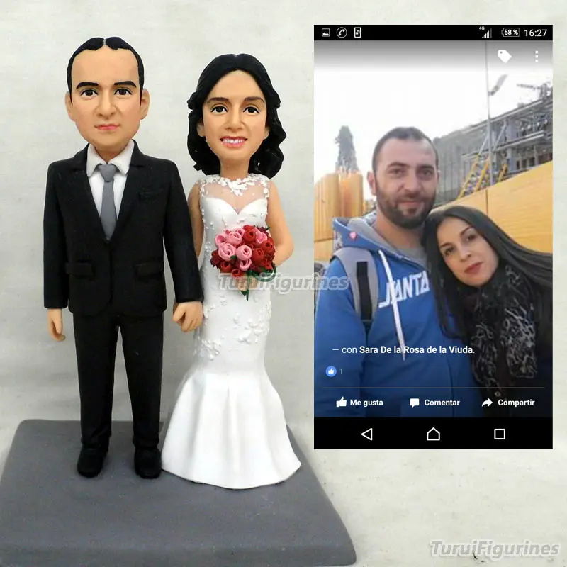 bobblehead custom Wedding Cake Topper Statue with two dog Custom Bride Groom Stablemate animal personalised | Дом и сад