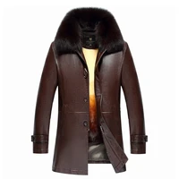 luxury winter genuine leather mens jacket rabbit fur collar fur inside super warm in winter coats men jaqueta couro business 4x