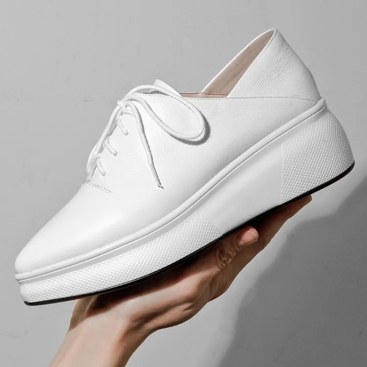 

2019 Spring New women flat shoes Genuine Leather platform sneakers women casual sport shoes lace up flats creepers moccasins