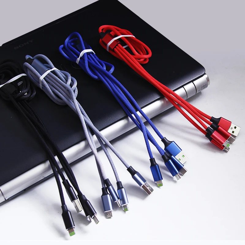 3 в 1 Lighting & micro type c зарядный кабель USB 2.1A Быстрая зарядка для передачи данных Samsung