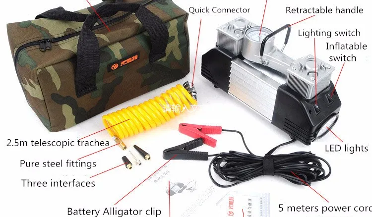Заводская распродажа OEM/ODM профессиональная 12v воздушный компрессор с двумя ваннами, хорошее качество, автоматический цифровой насос для шин