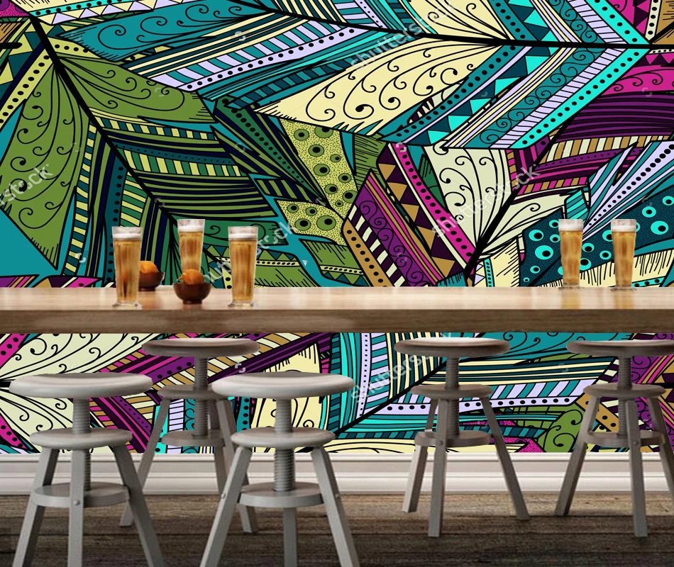 Настенные виниловые 3D-обои с абстрактным изображением перьев для гостиной