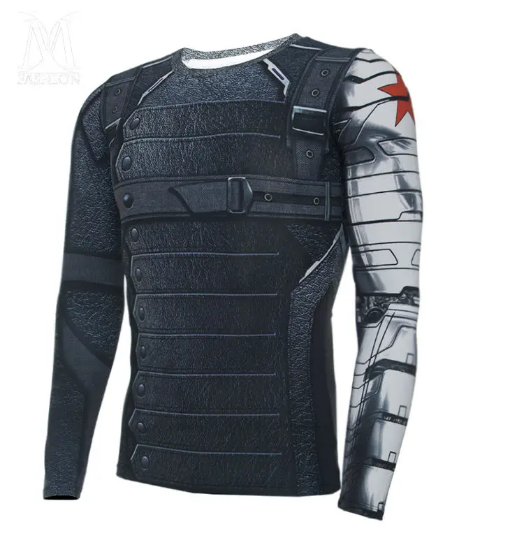 2016 футболка для косплея из фильма Капитан Америка 3 зимняя Однотонная костюм с