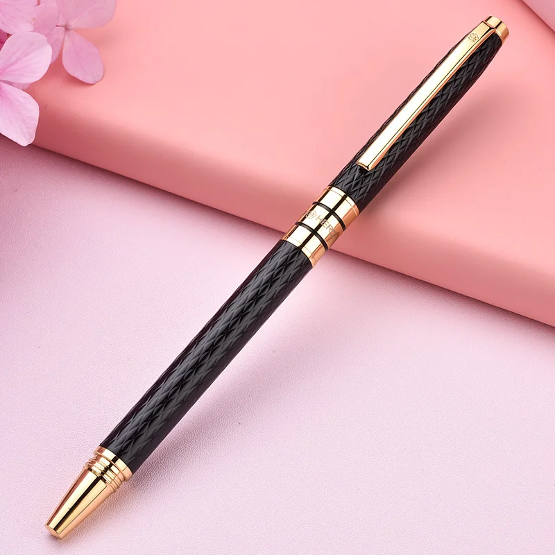 Новинка Металлическая черная перьевая ручка Hero 10K Gold Nib длинная чернильная