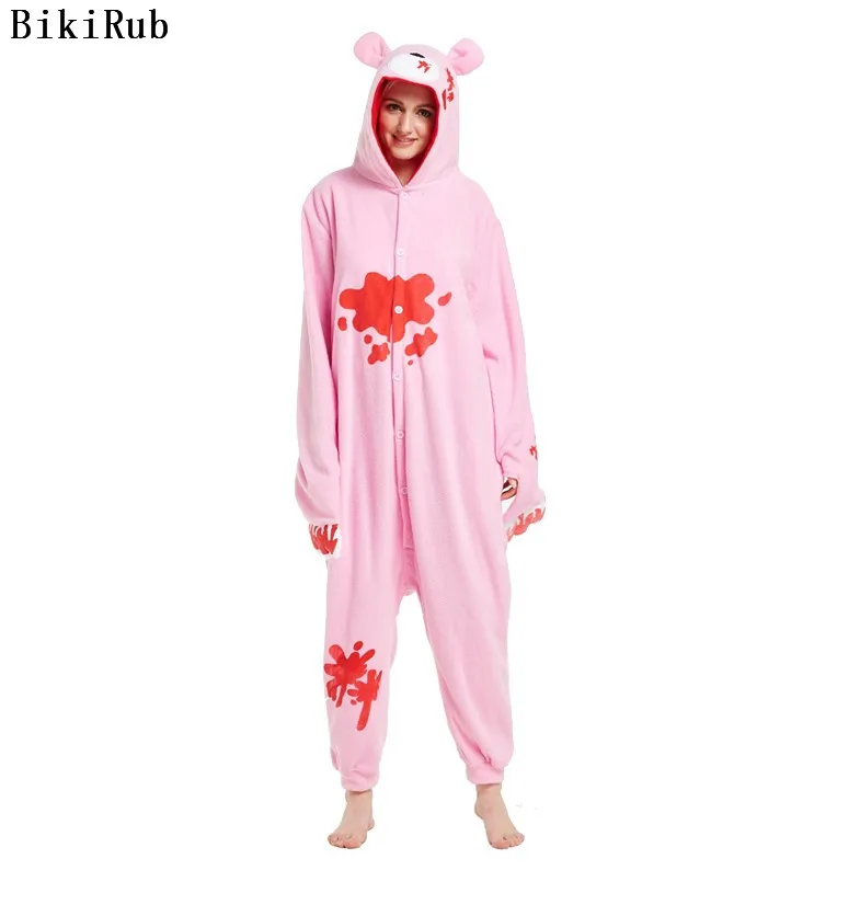 Женская пижама для животных женская одежда сна с капюшоном Kigurumi красная рисунком