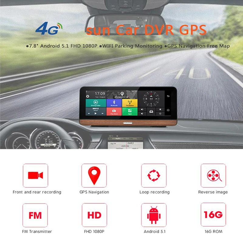 Автомобильный видеорегистратор BOJECHER 4G ADAS WIFI GPS автомобильный с двумя объективами