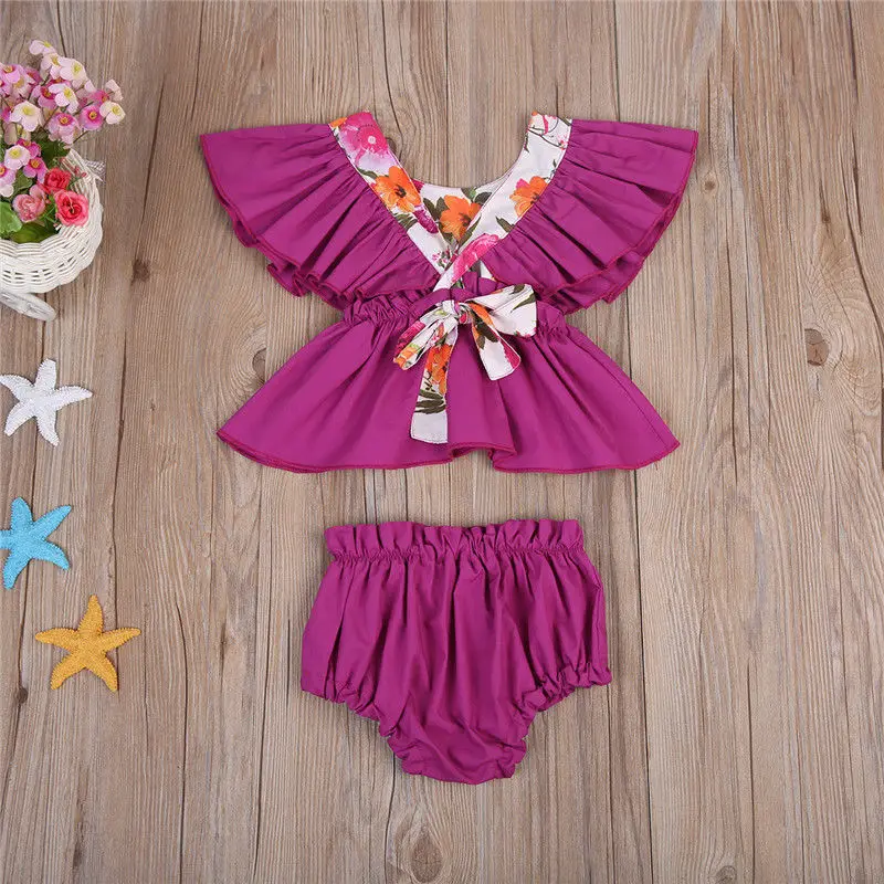 Одежда для новорожденных с оборками 2 шт. лето 2020 женское платье топы + шорты