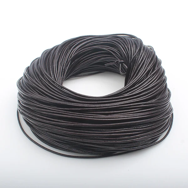 Новая мода 10 м 2,0 мм* 10 м настоящий круглый кожаный шнур черный для DIY Изготовление браслета ожерелья - Цвет: Brown