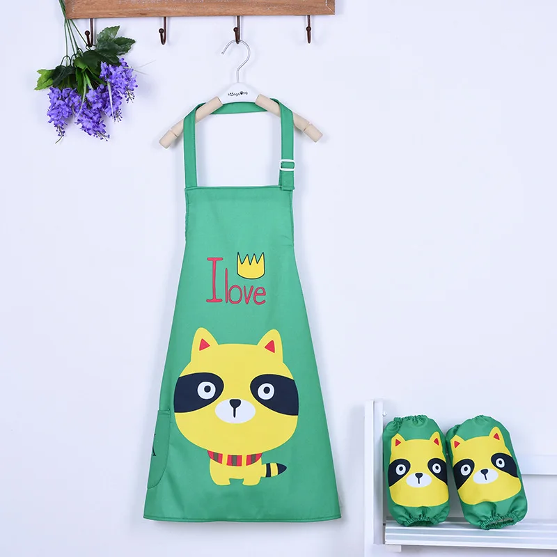 height 100-150cm Водонепроницаемый фартук, детская одежда с рисунками, ученик, не носящий халат без рукавов, одежда с рисунками, забавные фартуки, детские милые фартуки - Цвет: height 100-150cm