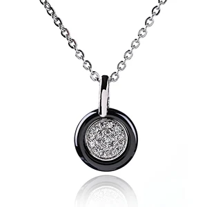 Black Necklace Изысканное розовое золото цвет белый кубический цирконий керамическое круглое Ожерелье Подвески для женщин модные ювелирные изделия с бесплатной цепочкой ювелирные изделия - Окраска металла: Black Necklace