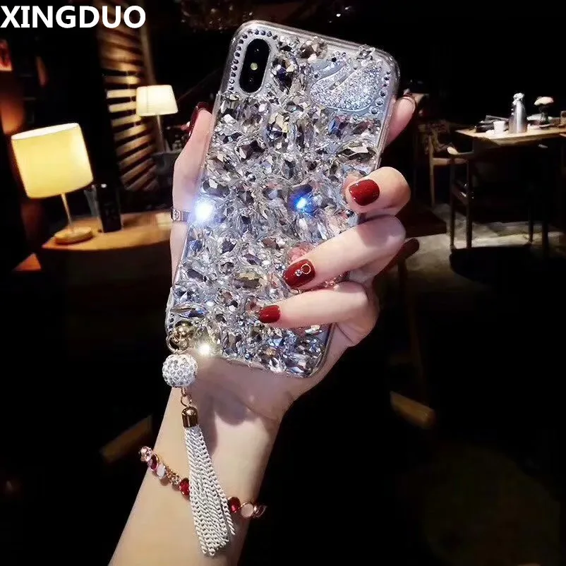 Чехол XINGDUO для Samsung galaxy Note 9 блестящий прекрасный лебедь кисточки стразы